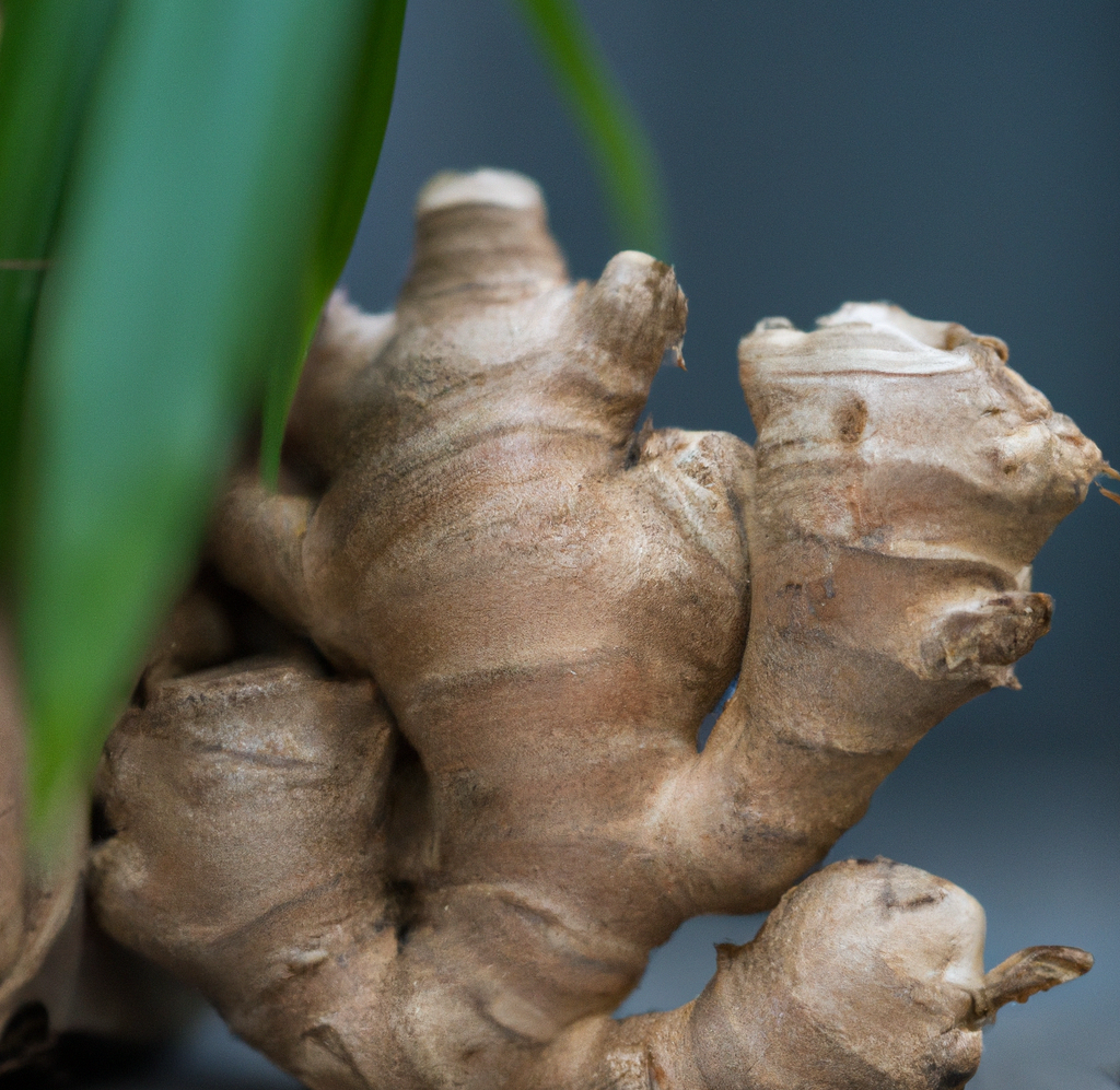 Racine de gingembre avec plante de gingembre